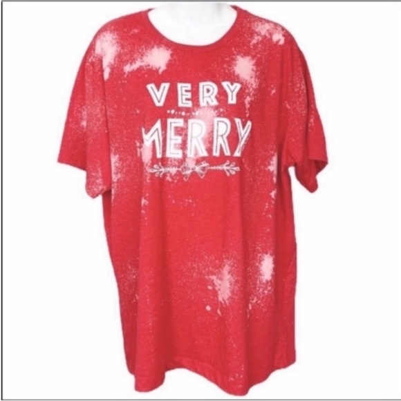 Very Merry Christmas Tie Dye T-shirt XL red - Picture 1 of 7